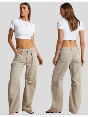 NWT Lioness Miami Vice Linen-Cotton Blend Oversized Cargo Pant Size S NEW